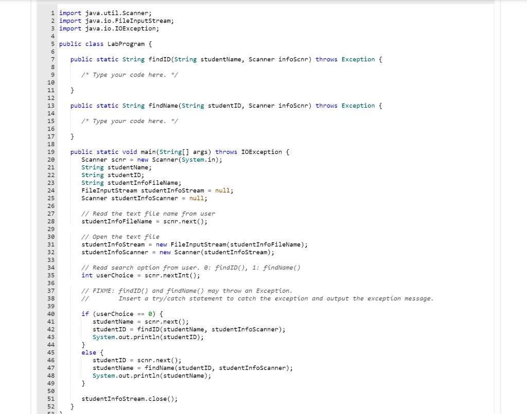Solved IN JAVA PLEASE!! 12.10 LAB: Student info not | Chegg.com