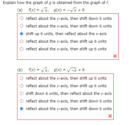 Solved Explain How The Graph Of G Is Obtained From The Gr Chegg Com