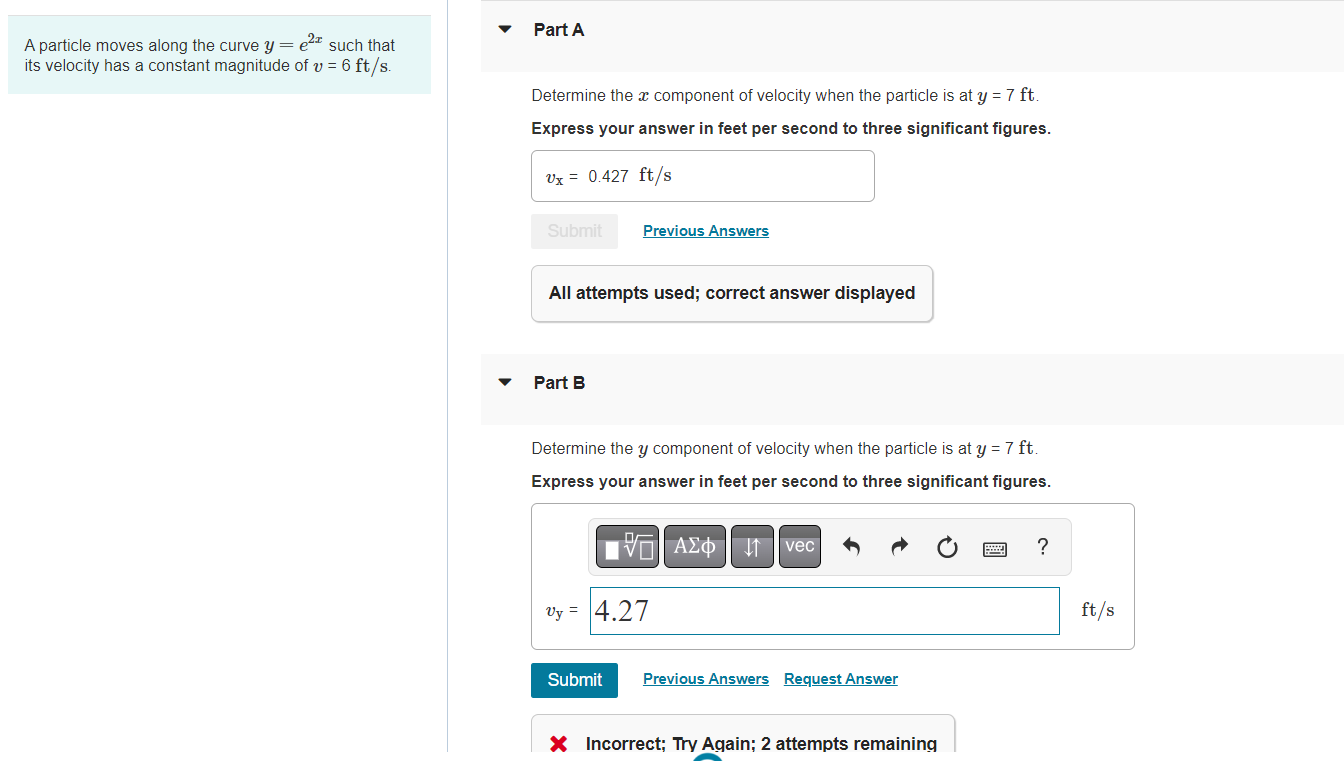 Solved A Particle Moves Along The Curve Y E2x Such That Its