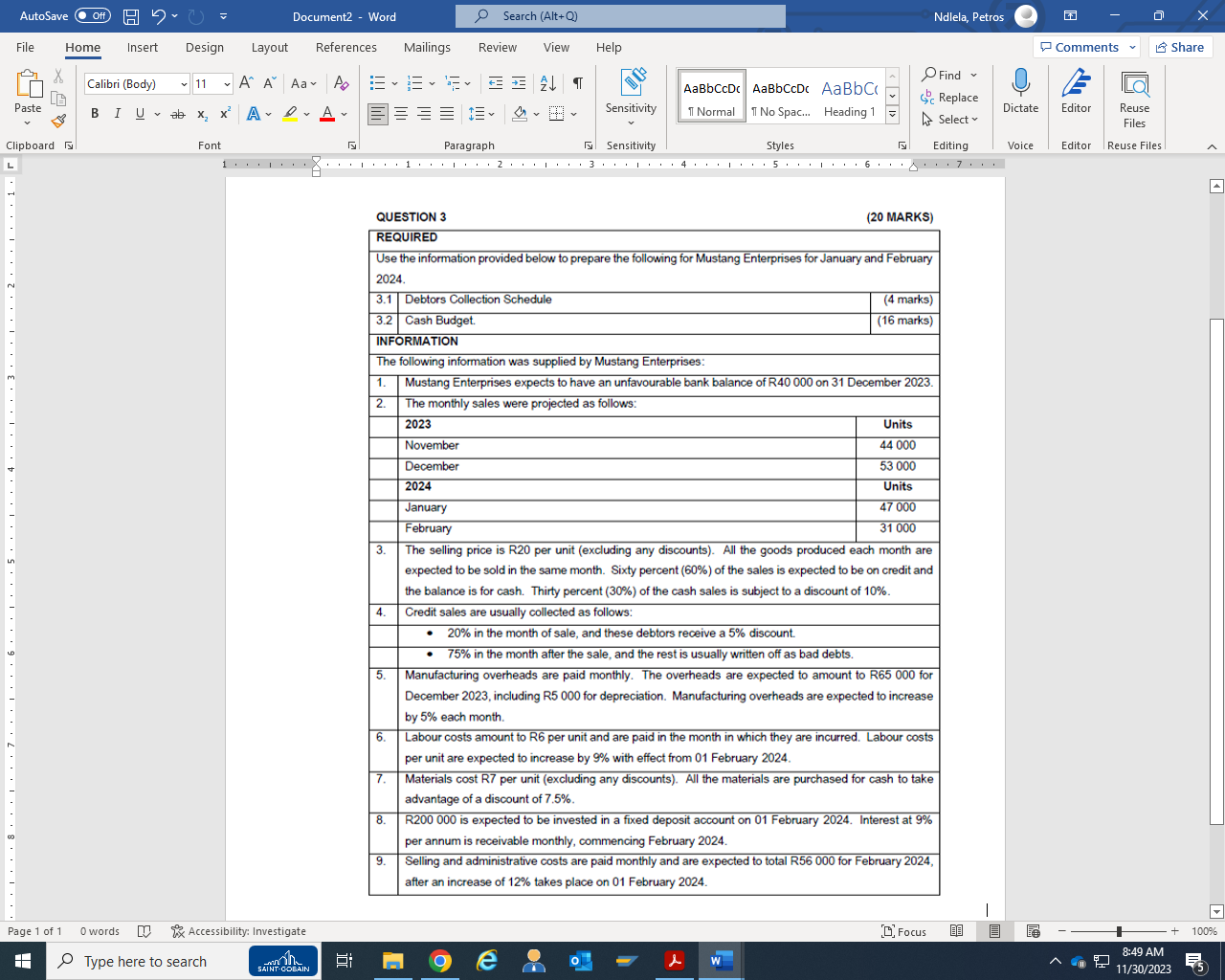 Solved QUESTION 3 (20 MARKS) \begin{tabular}{|c|c|c|} \hline | Chegg.com