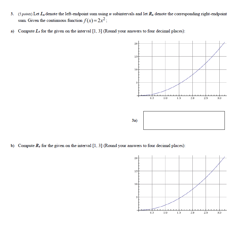 Solved 3 5 Points Let L Denote The Left Endpoint Sum Chegg Com