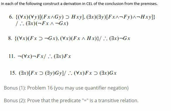 Solved In each of the following construct a derivation in | Chegg.com