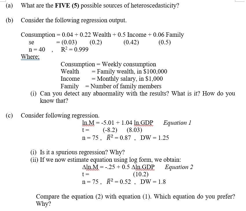 Solved (a) What are the FIVE (5) possible sources of | Chegg.com