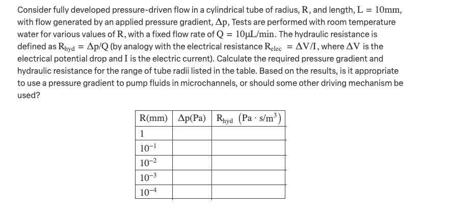 Solved Consider fully developed pressure-driven flow in a | Chegg.com