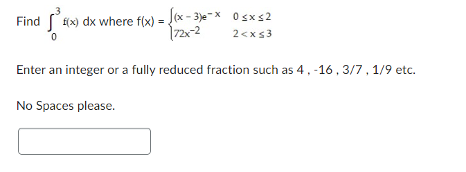 Solved Find ∫03f X Dx Where F X { X−3 E−x72x−20≤x≤22