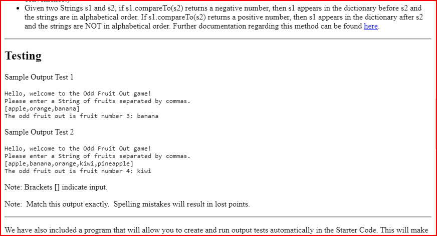 Solved instructions Given a String input of fruits, find the | Chegg.com
