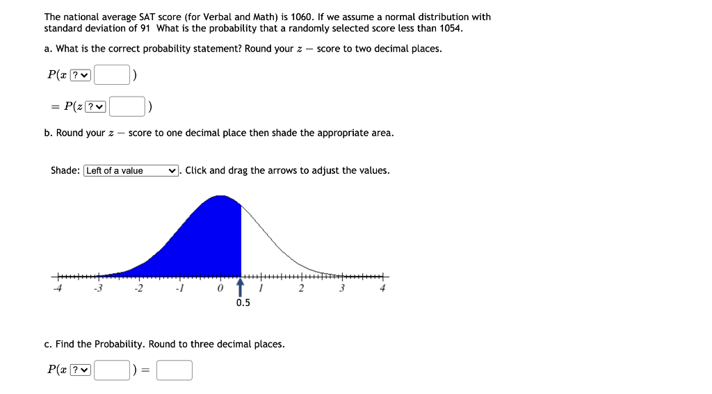 Solved The national average SAT score (for Verbal and Math)