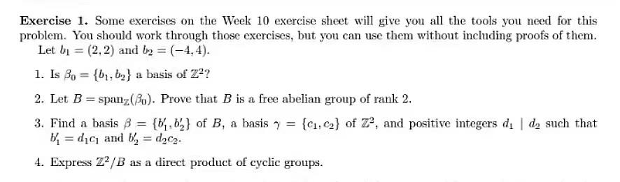 Solved Exercise 1. Some exercises on the Week 10 exercise | Chegg.com