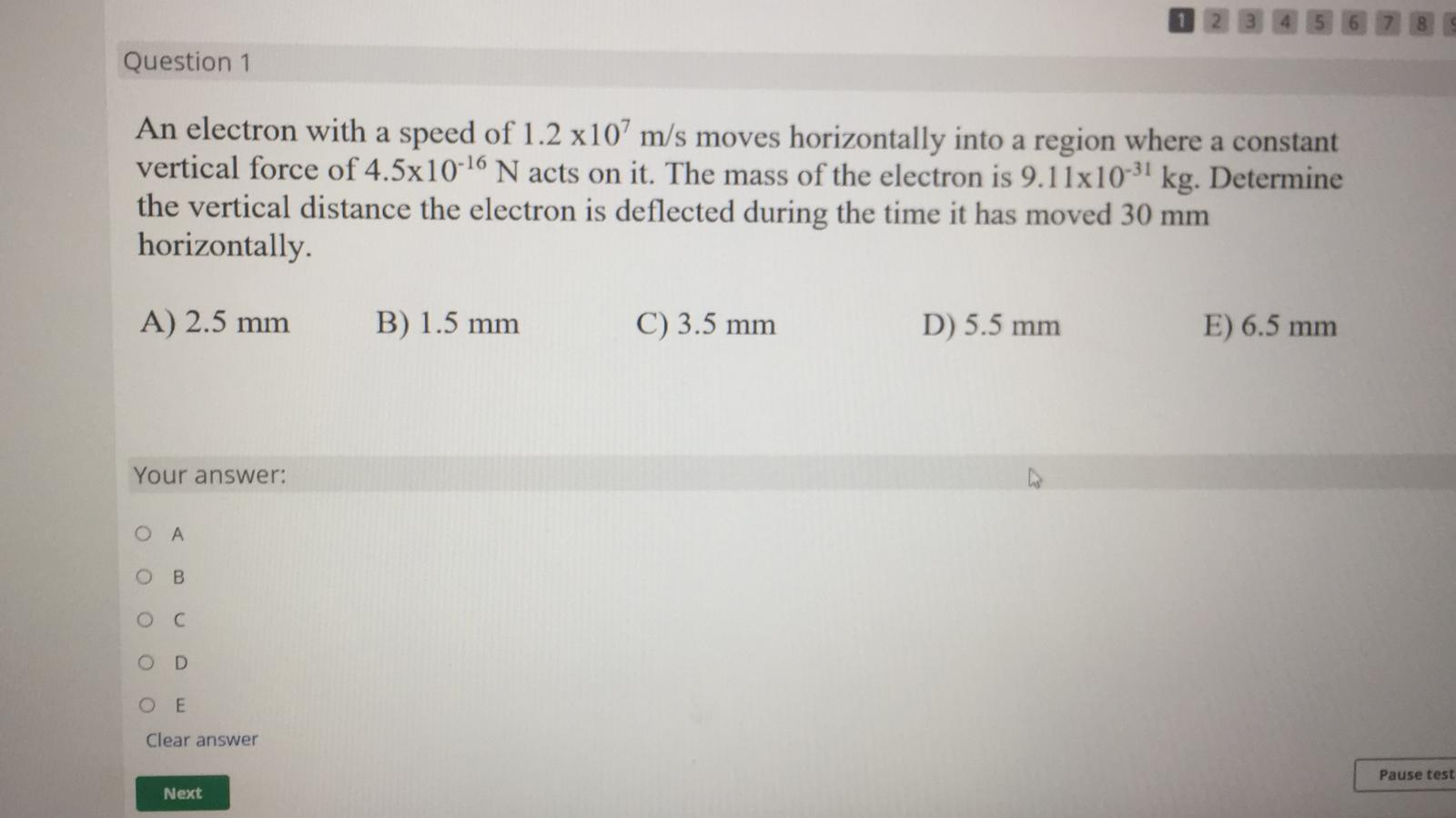Solved Question 1 An electron with a speed of 1.2 x10 m/s | Chegg.com