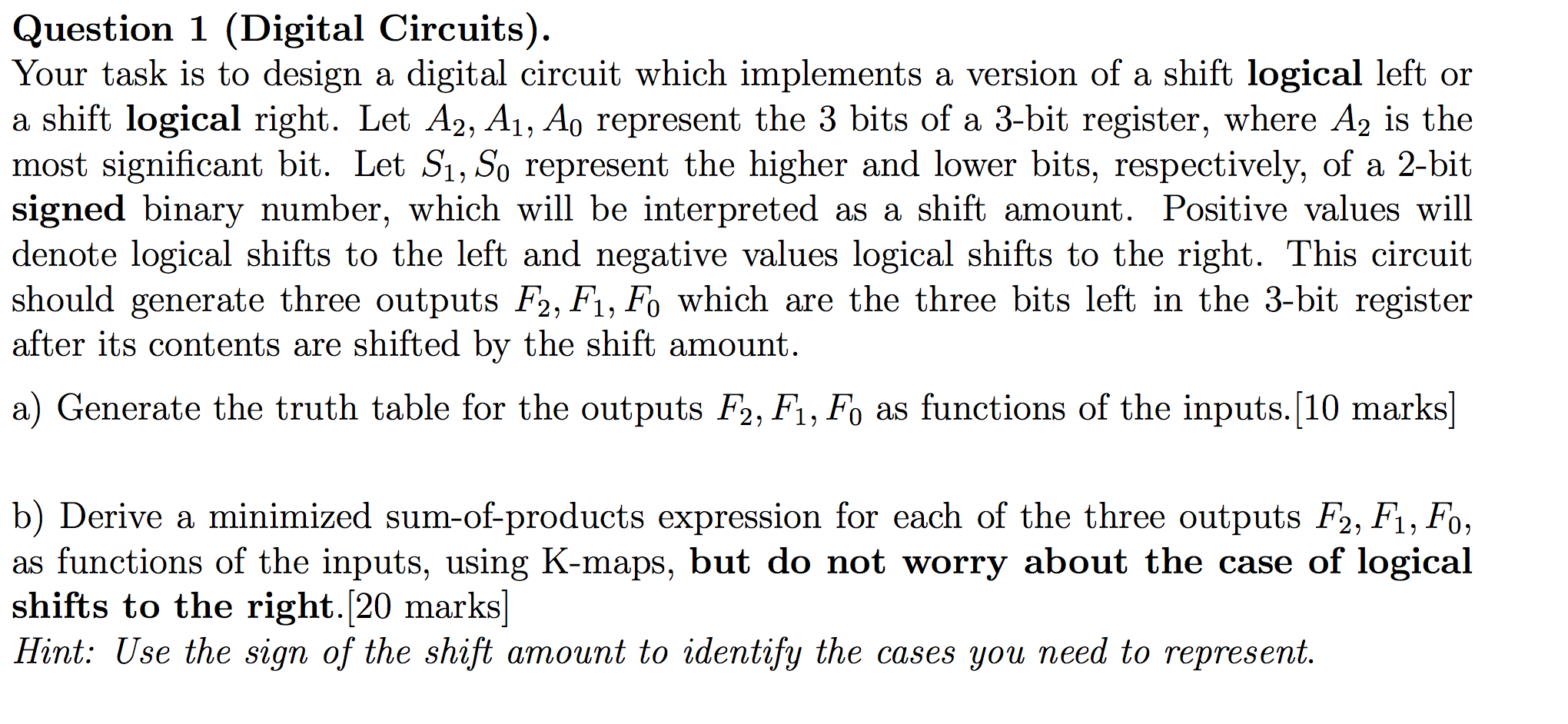 Question 1 (Digital Circuits). Your Task Is To Design | Chegg.com