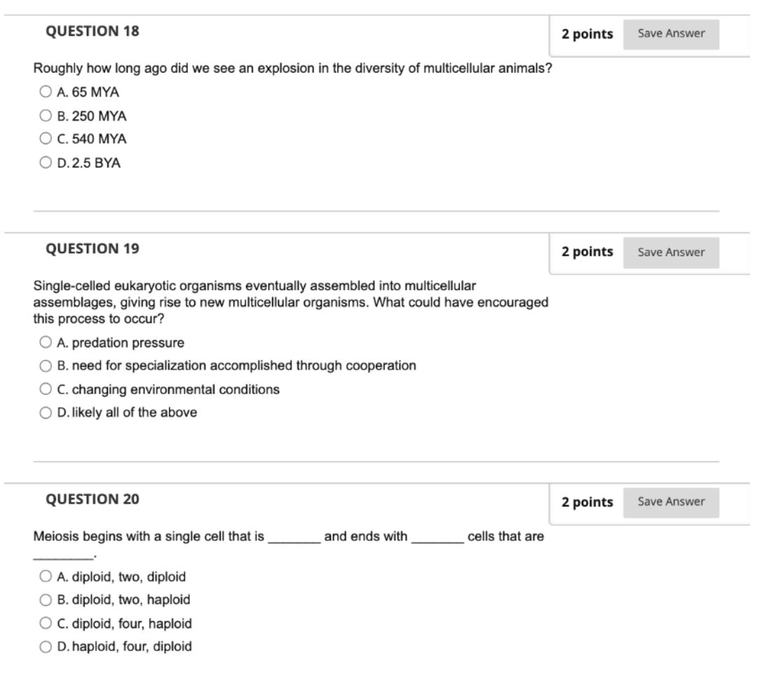 Solved QUESTION 18 2 points Save Answer Roughly how long ago | Chegg.com