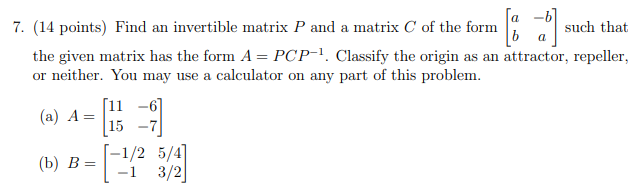 Solved 7. 14 points Find an invertible matrix P and a Chegg