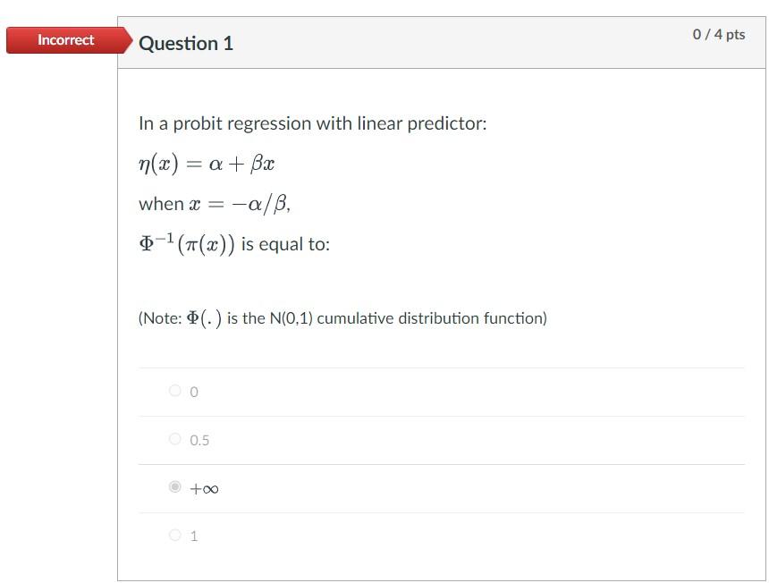 Solved In a probit regression with linear predictor: | Chegg.com