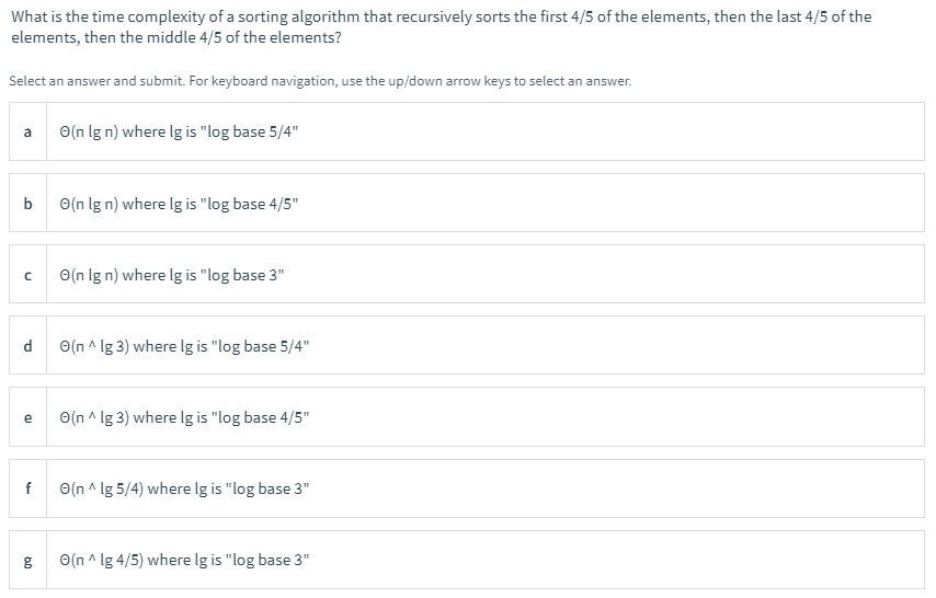 Solved What is the time complexity of a sorting algorithm | Chegg.com
