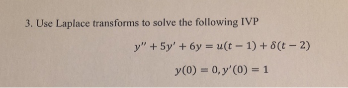 Solved 3. Use Laplace Transforms To Solve The Following IVP | Chegg.com