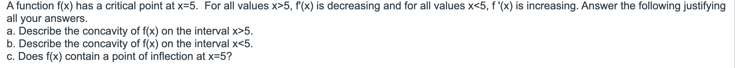 solved-a-function-f-x-has-a-critical-point-at-x-5-for-chegg