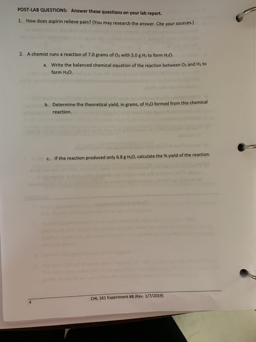 Solved POST-LAB QUESTIONS: Answer these questions on your | Chegg.com