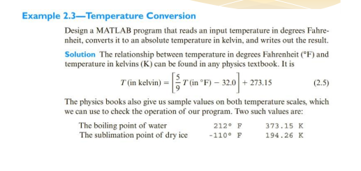 Solved Example 2 3 Temperature Conversion Design A Matlab Chegg Com