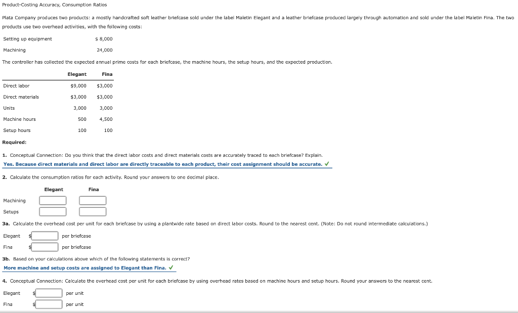 Solved ProductCosting Accuracy, Consumption Ratios Plata