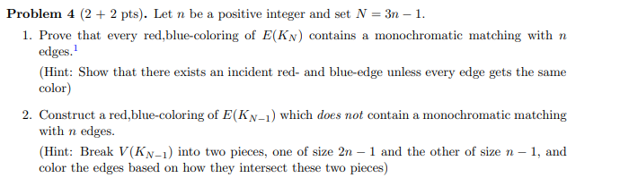 Solved Problem 4 (2 + 2 pts). Let n be a positive integer | Chegg.com