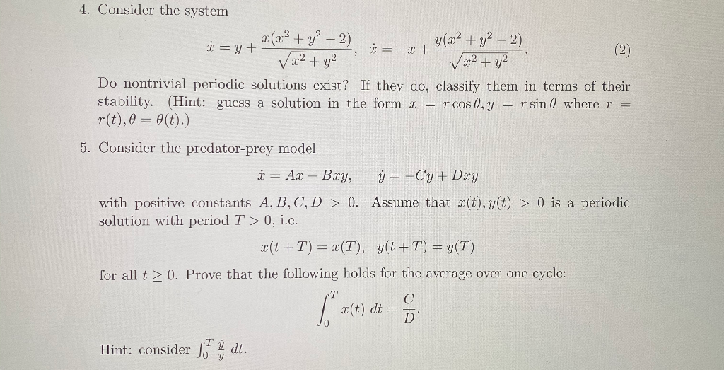 Solved Consider The System X˙ Y Xx 2 Y 2 − 2 P X 2 8690