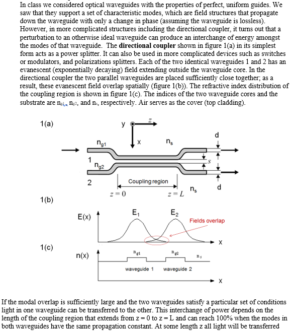 In class we considered optical waveguides with the | Chegg.com