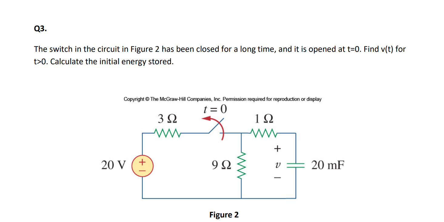 Solved Q3. The Switch In The Circuit In Figure 2 Has Been | Chegg.com