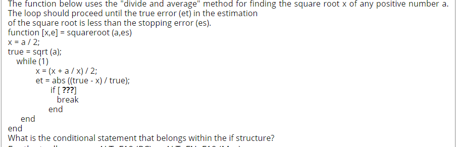 Solved What is the conditional statement that belongs within | Chegg.com