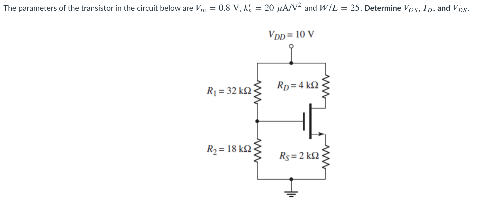 Solved The parameters of the transistor in the circuit below | Chegg.com