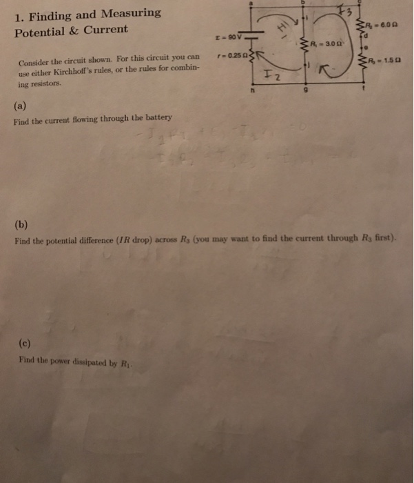 Solved 1. Finding and Measuring Potential & Current - 6.00 | Chegg.com