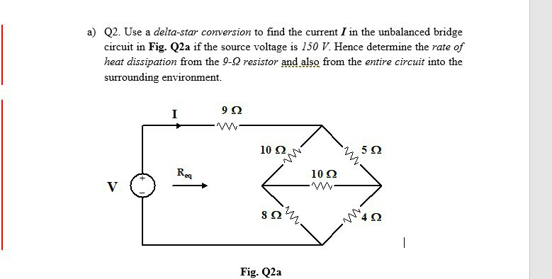 Solved a) Q2. Use a delta-star conversion to find the | Chegg.com