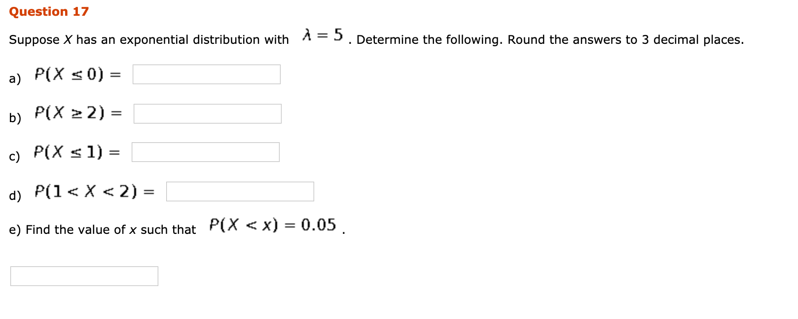 Exponential Distribution Question Practice Solved Question 17 Suppose X has an exponential distribution | Chegg.com