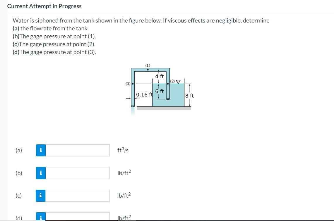 Solved Water Is Siphoned From The Tank Shown In The Figure Chegg Com