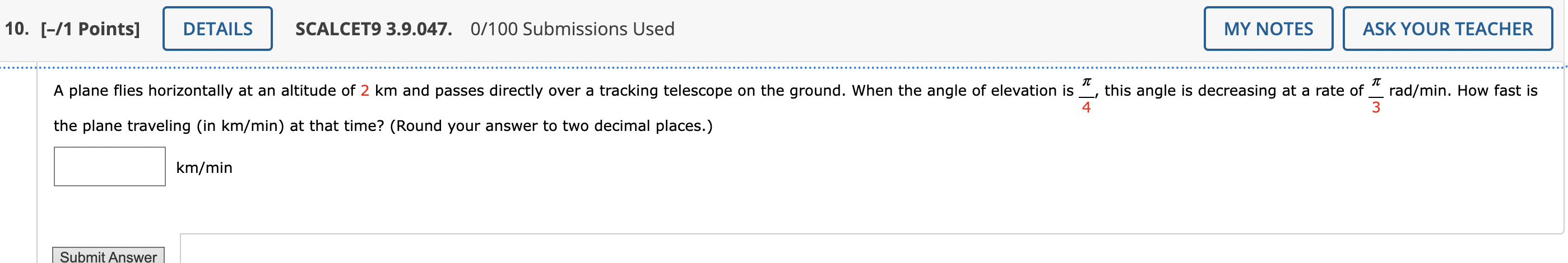 Solved The Plane Traveling (in Km/min ) At That Time? (Round | Chegg.com