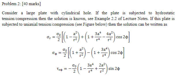 Problem 2: [40 marks] Consider a large plate with | Chegg.com