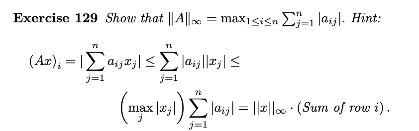 Solved Exercise 129 Show that || A||- maX1 | Chegg.com