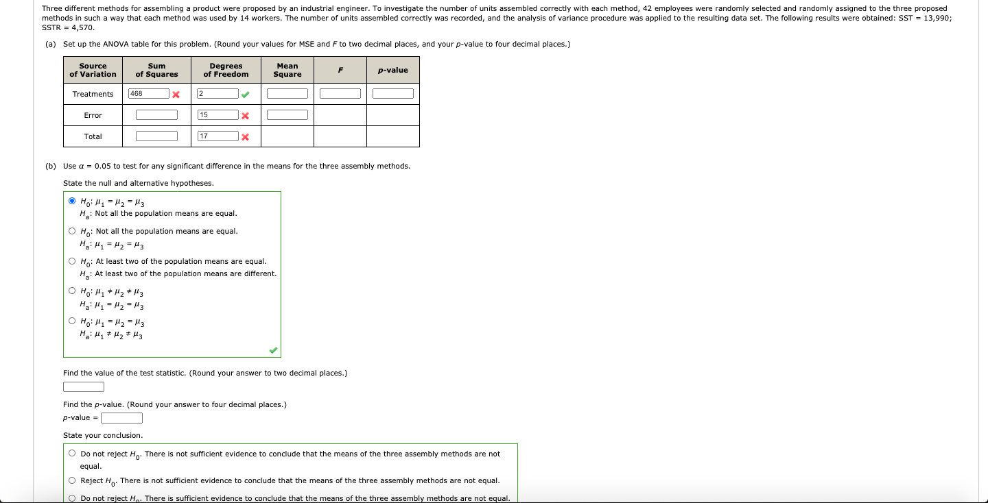 Solved Three different methods for assembling a product were | Chegg.com