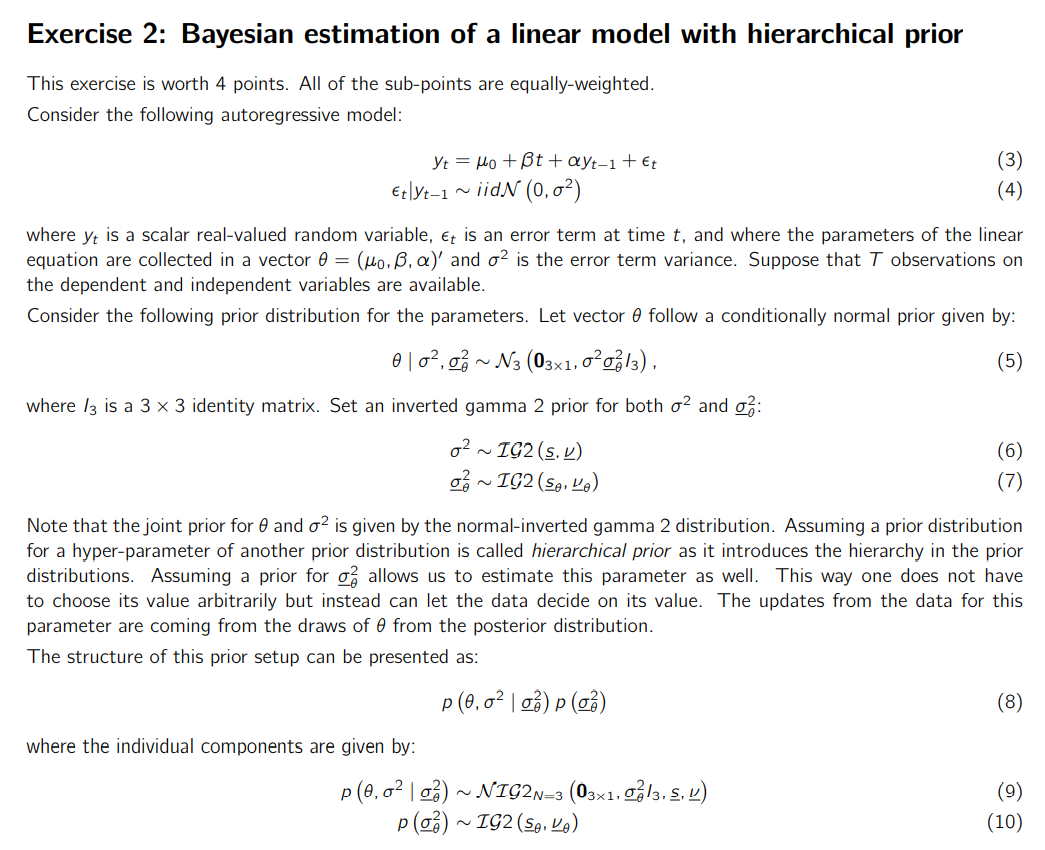 Exercise 2: Bayesian Estimation Of A Linear Model | Chegg.com