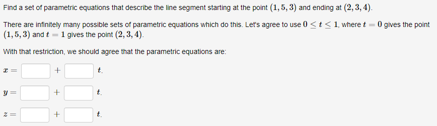 Solved O gives the point Find a set of parametric equations | Chegg.com