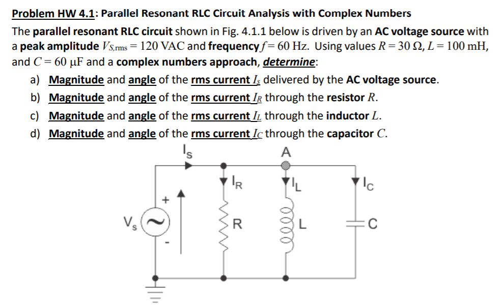 Solved Problem HW 4.1: Parallel Resonant RLC Circuit | Chegg.com