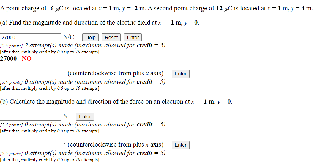 Solved A point charge of -6 C is located at x = 1 m, y = -2 | Chegg.com