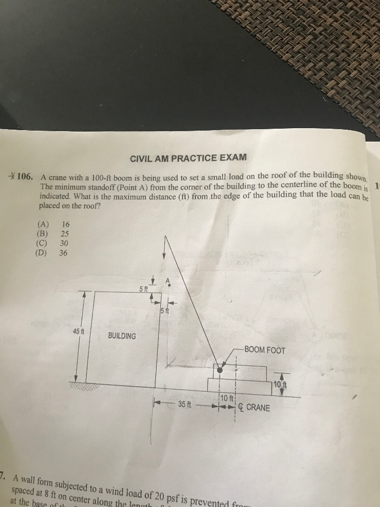 Solved CIVIL AM PRACTICE EXAM *106. A crane with a 100ft