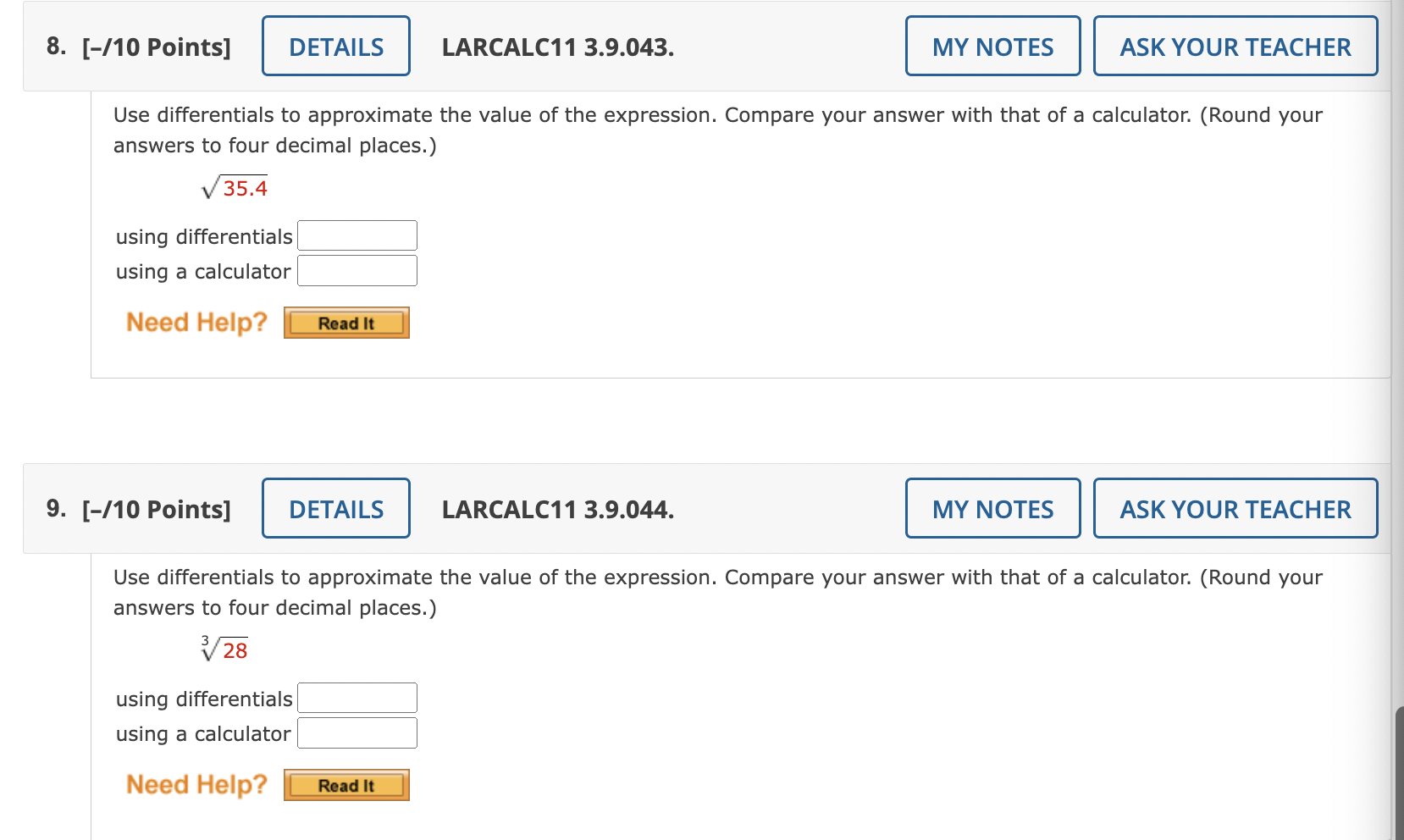 Solved Use differentials to approximate the value of the | Chegg.com