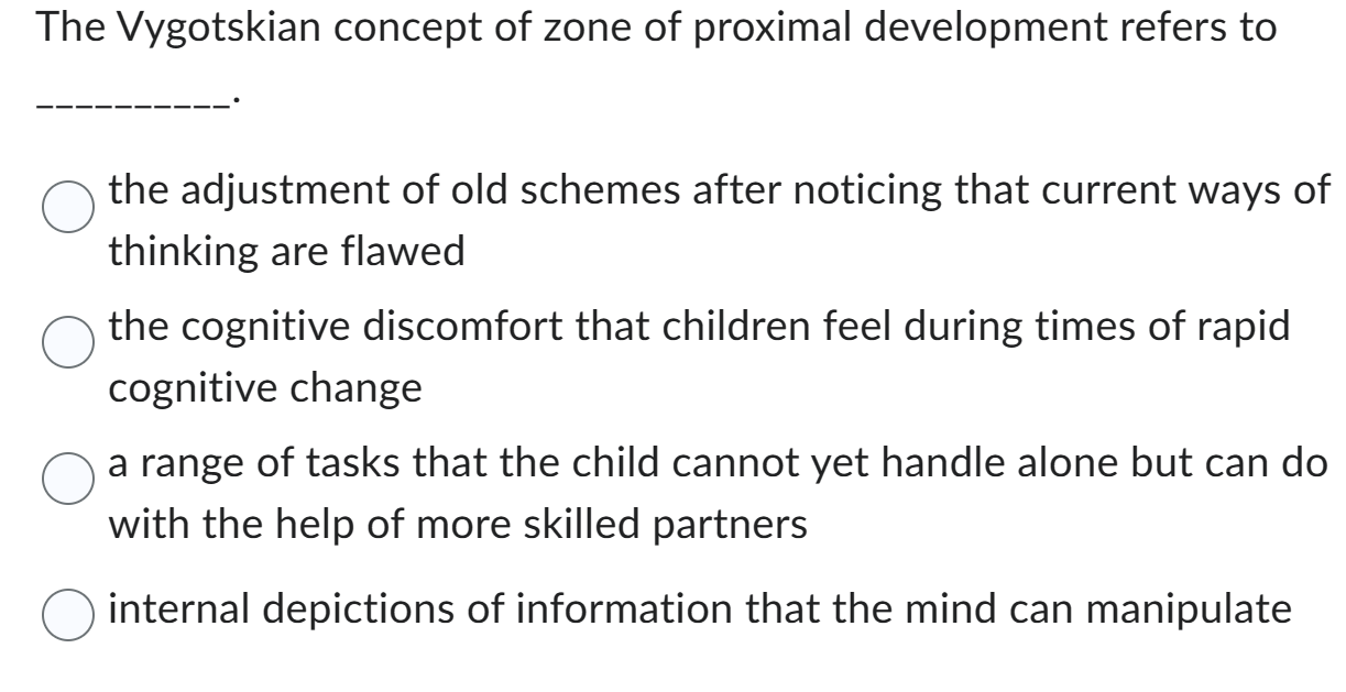 The zone of proximal development refers to hot sale