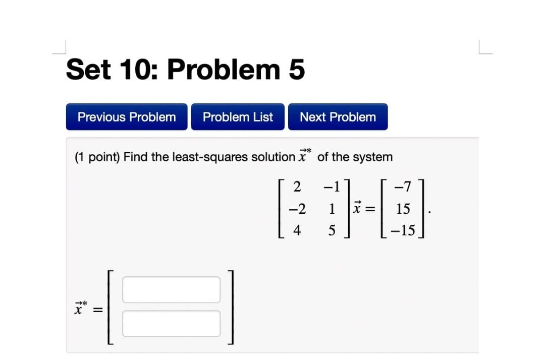 Solved L Set 10: Problem 5 Previous Problem Problem List | Chegg.com