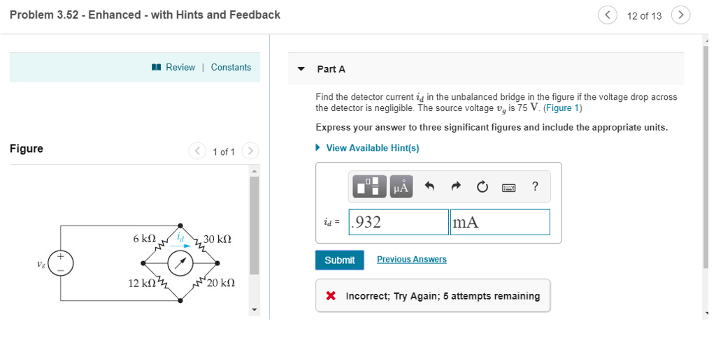 Solved Problem 3.52 -Enhanced-with Hints and Feedback 12 of | Chegg.com