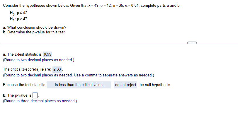 Solved Consider the hypotheses shown below. Given that x = | Chegg.com