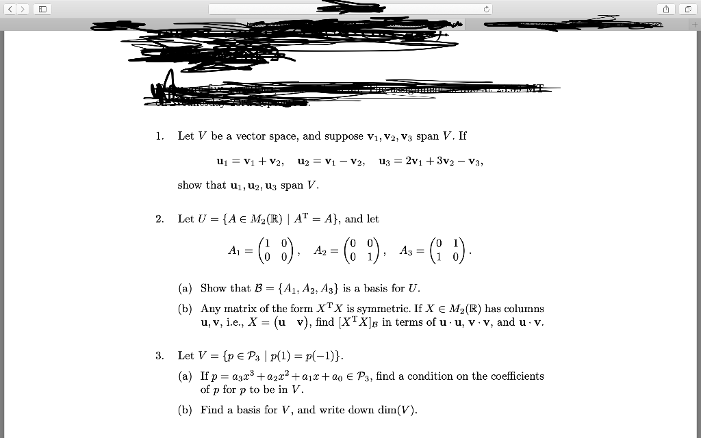 Solved 1. Let V Be A Vector Space, And Suppose V1, V2, V3 | Chegg.com