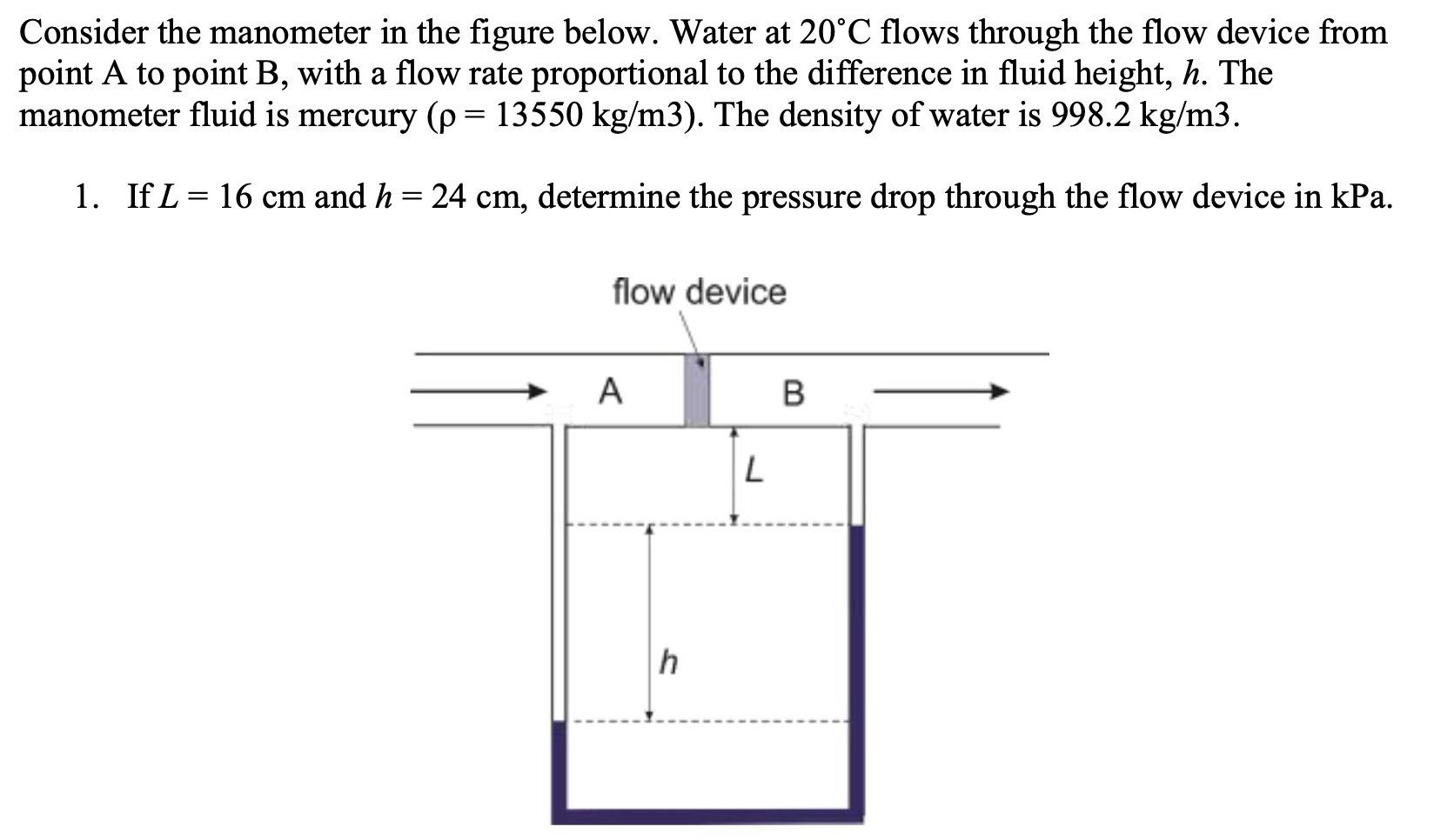 Solved Consider the manometer in the figure below. Water at | Chegg.com