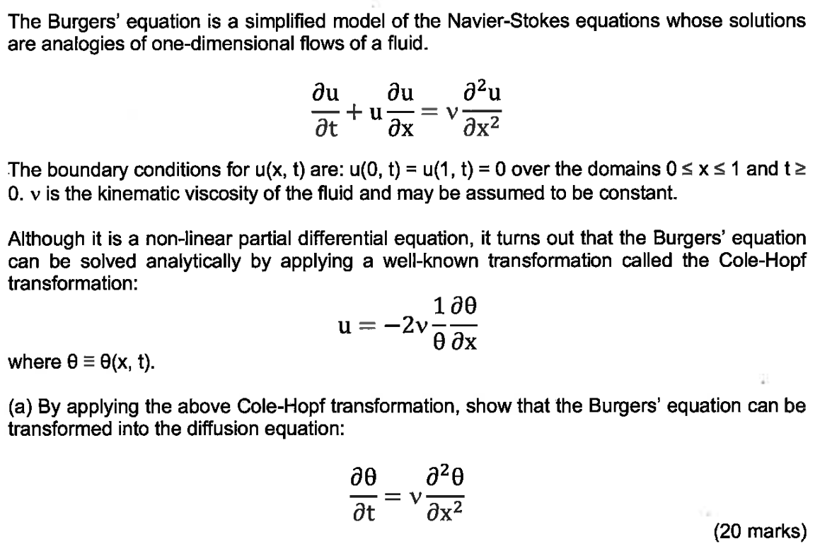 Solved The Burgers' Equation Is A Simplified Model Of The | Chegg.com